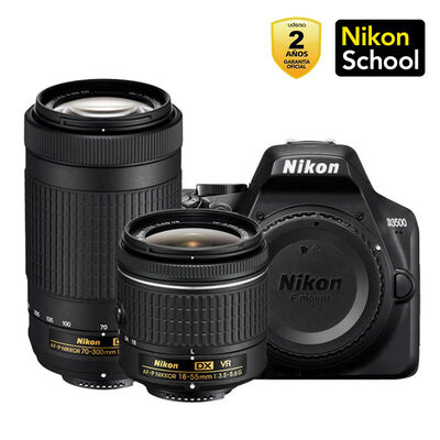 Cámara Réflex Nikon D3500 + Lentes 18-55 mm y 70-300 mm