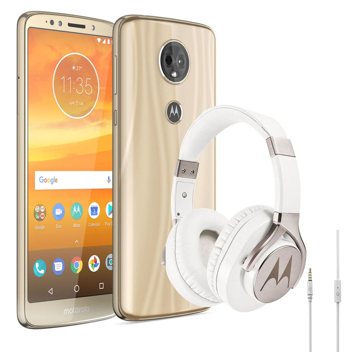 Celular Motorola E5 Plus 5.9" Dorado Movistar + Audífonos