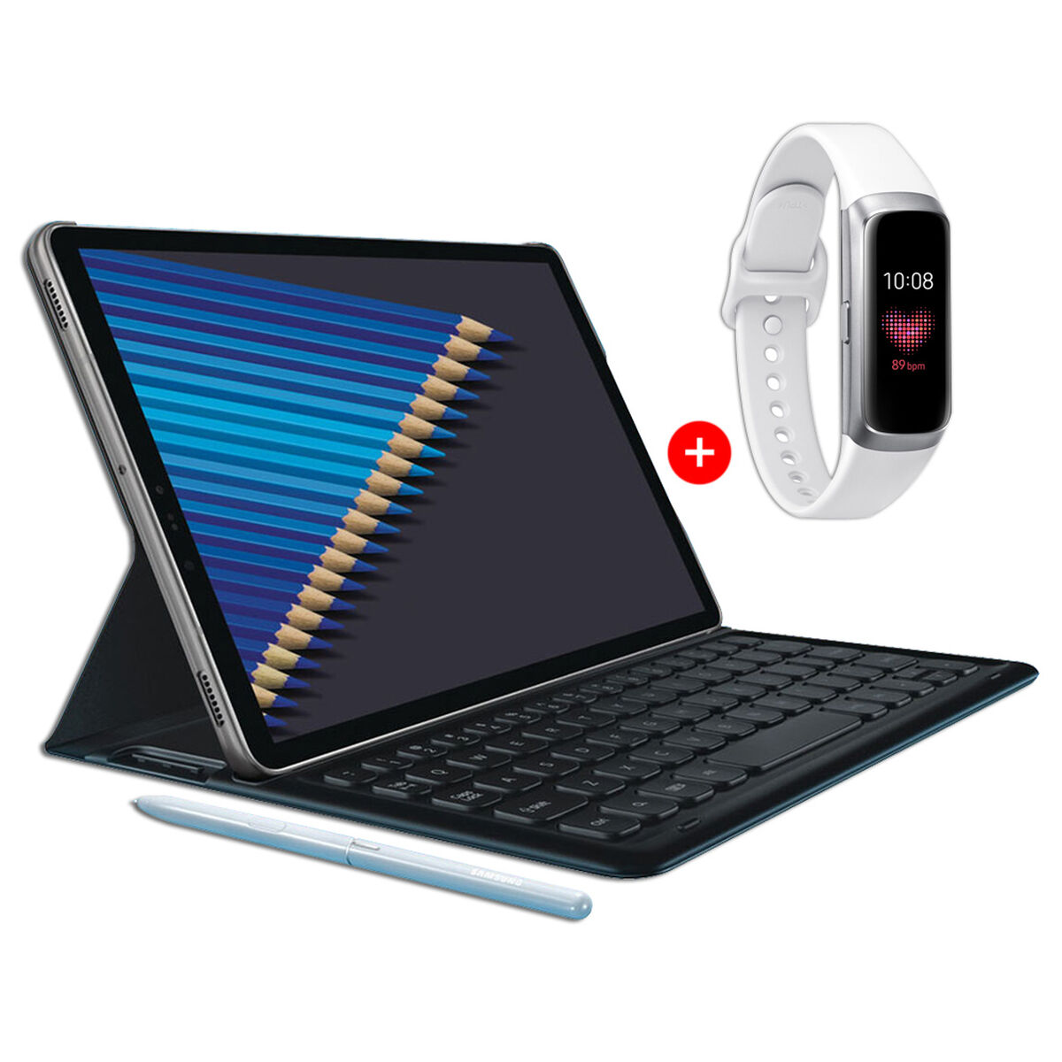 Tablet Samsung Galaxy S4 64GB con Keyboard y S Pen + SmartWatch Samsung Galaxy Fit