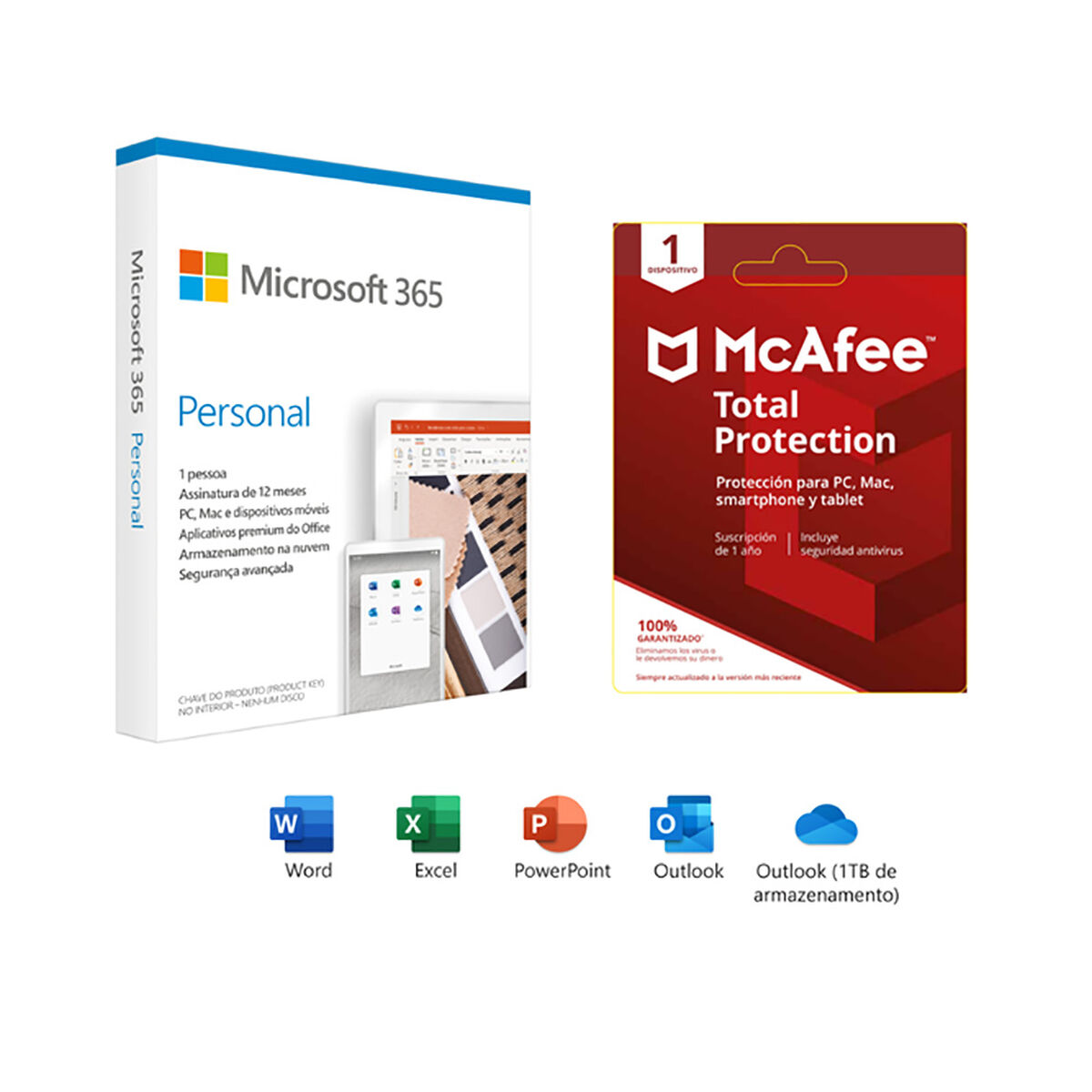 Microsoft Office 365 Personal Suscripción 1 Año + McAfee Protección Total 1 Año