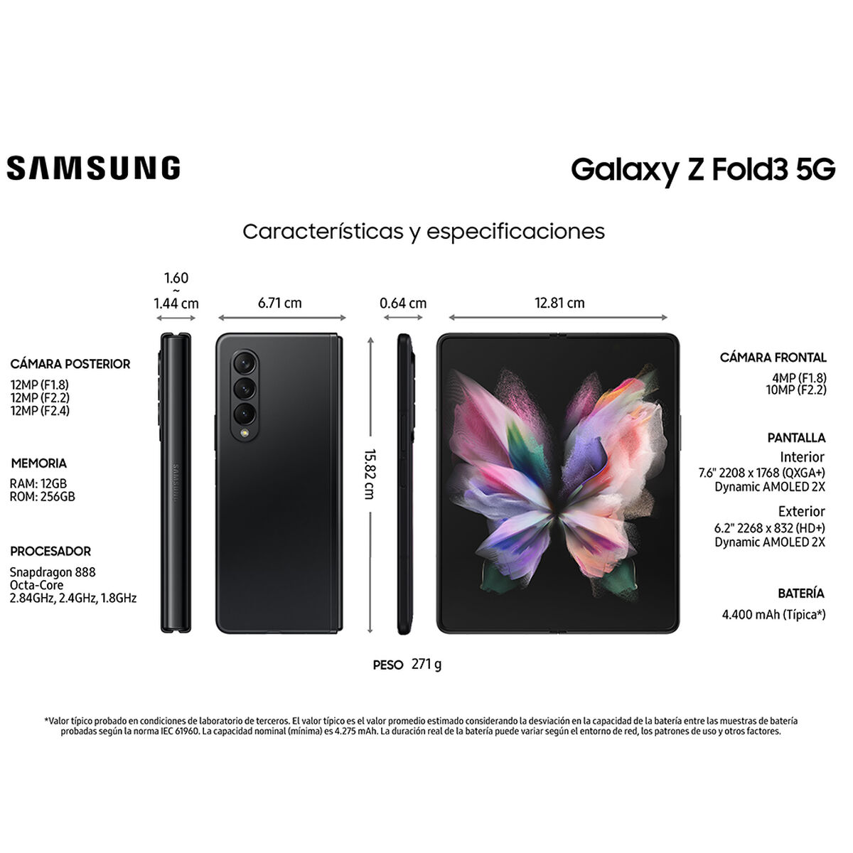Celular Samsung Galaxy Z Fold3 5G 256GB Phantom Black