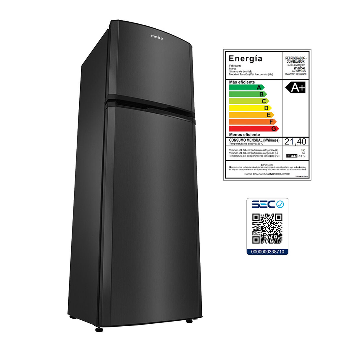 Refrigerador No Frost Mabe RMA250PHUG 250 lt