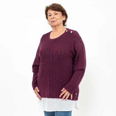 Sweater Con Aplique Botones Cuello Redondo Mujer Extralindas