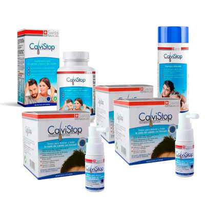Calvistop Tratamiento Capilar Anti-Caída 3Tonicos + Suplemento + Shampoo