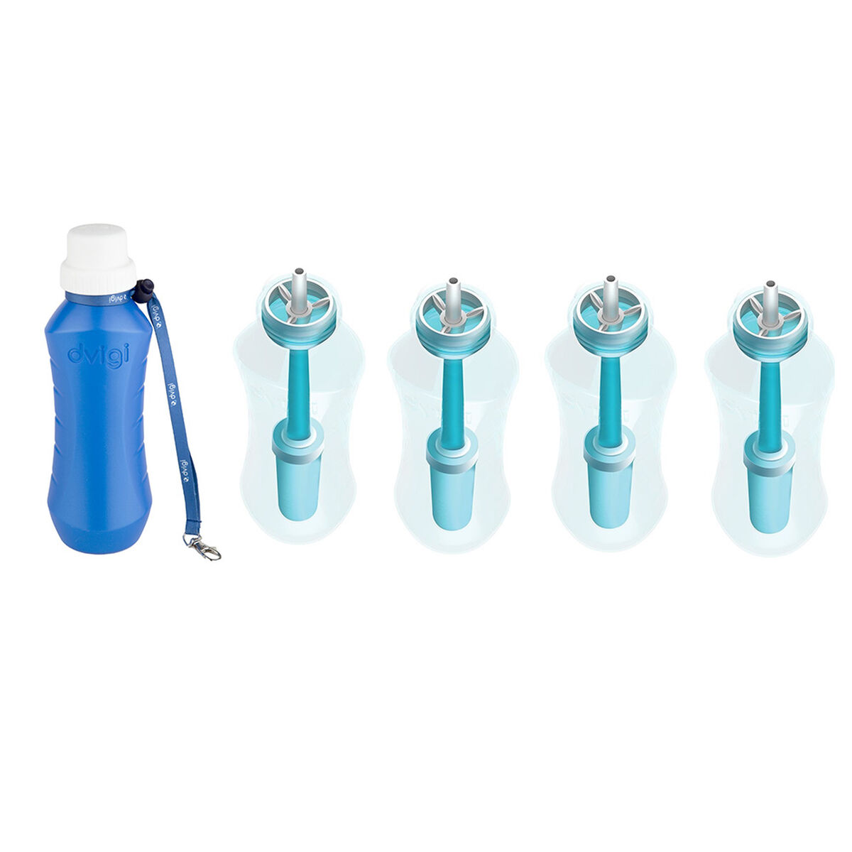 Pack Botella Purificadora de Agua Bot + 4 Filtros Dvigi Azul