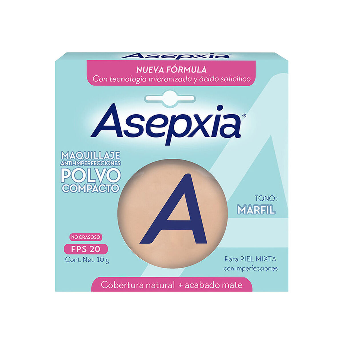 Asepxia Maquillaje Polvo Compacto Marfil 10 gr