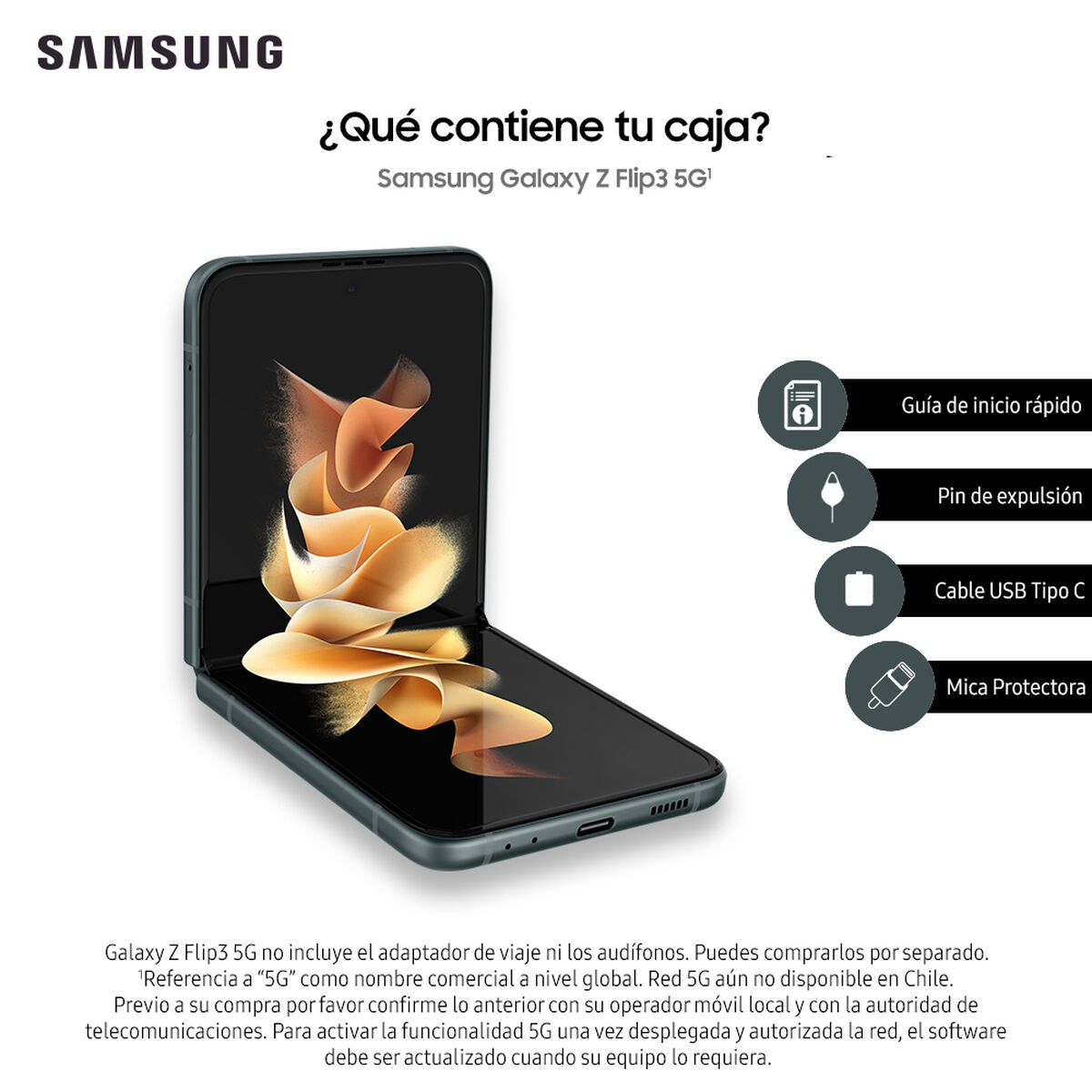Combo Celular Samsung Galaxy Z Flip3 5G 128GB Green + LED 40” Samsung T5290 Smart TV FHD