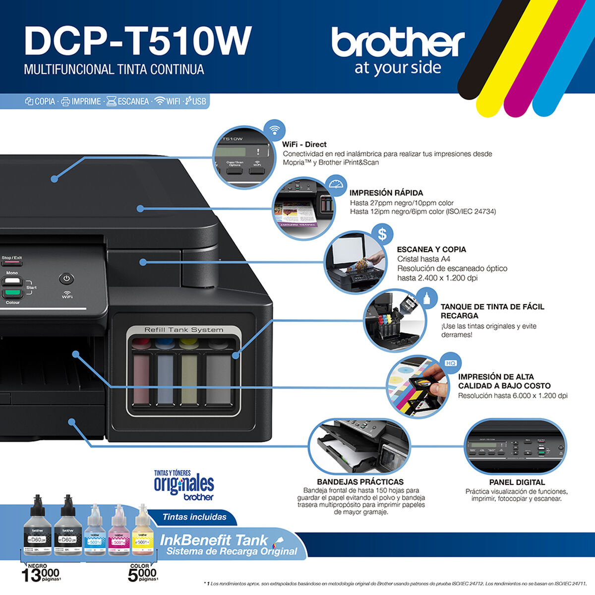 Multifuncional Brother Tinta Continua DCP-T510W WiFi