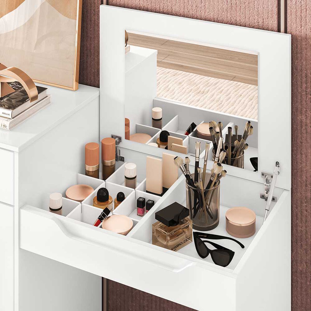 Organizador maquillaje con 1 cajón Natureo Blanco - Decoración de