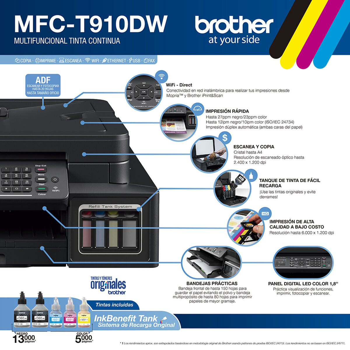 Multifuncional Brother Tinta Continua MFC-T910DW WiFi