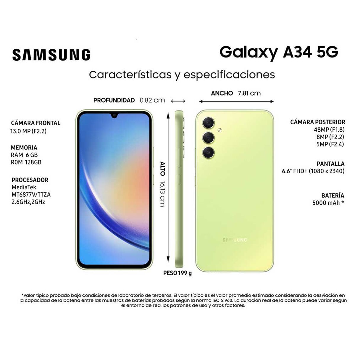Samsung Galaxy A34 5G Grafito (8 GB / 256 GB) - Móvil y smartphone