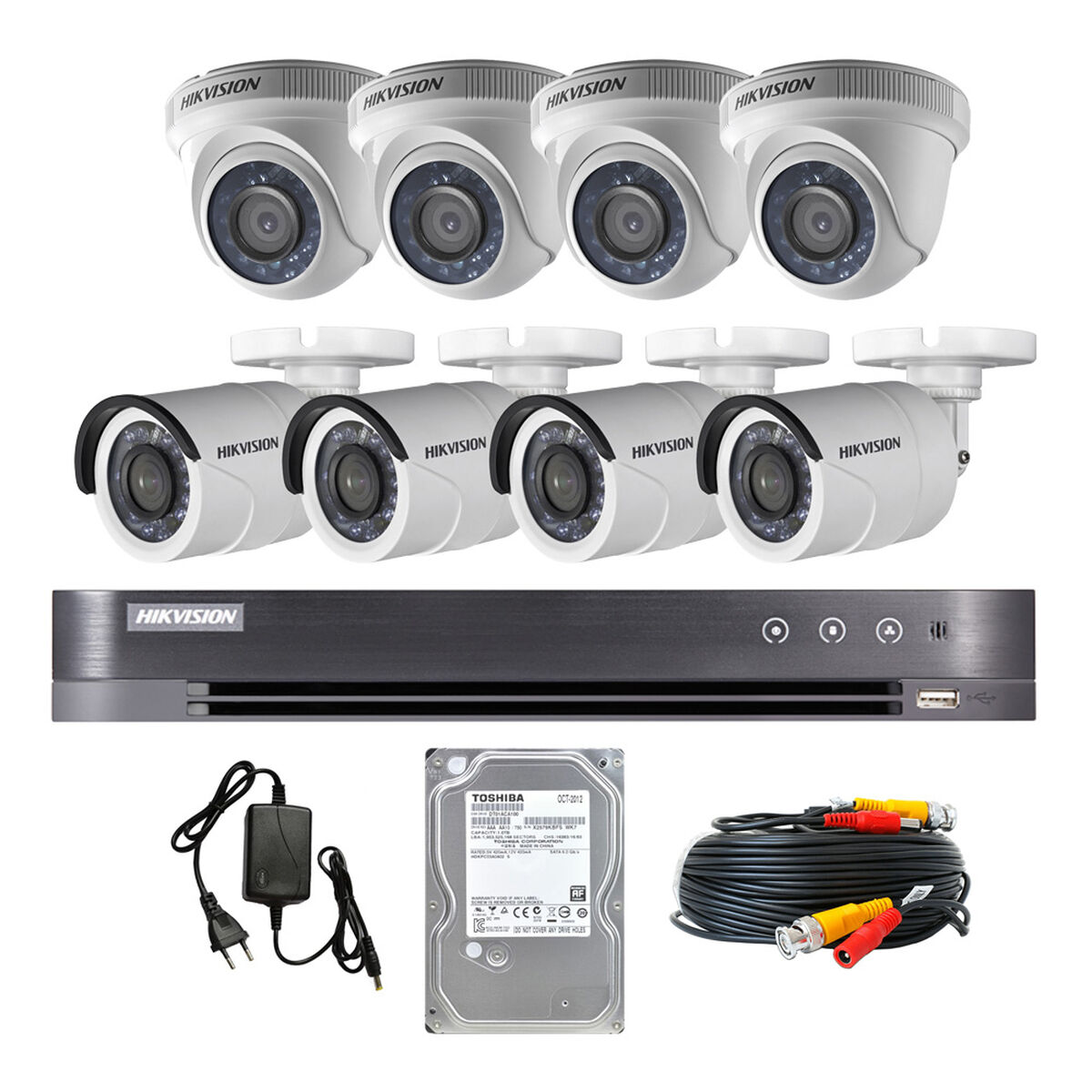 Kit Cámaras de Seguridad Hikvision CCTV 8 Cámaras 8 Canales HD