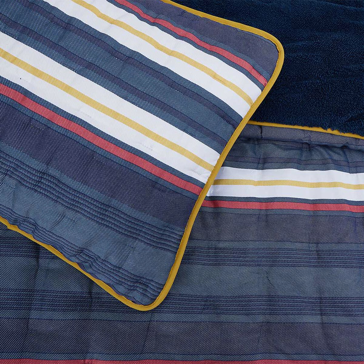 Quilt Stripes Sherpa Casa Linda 1,5 Plazas Azul
