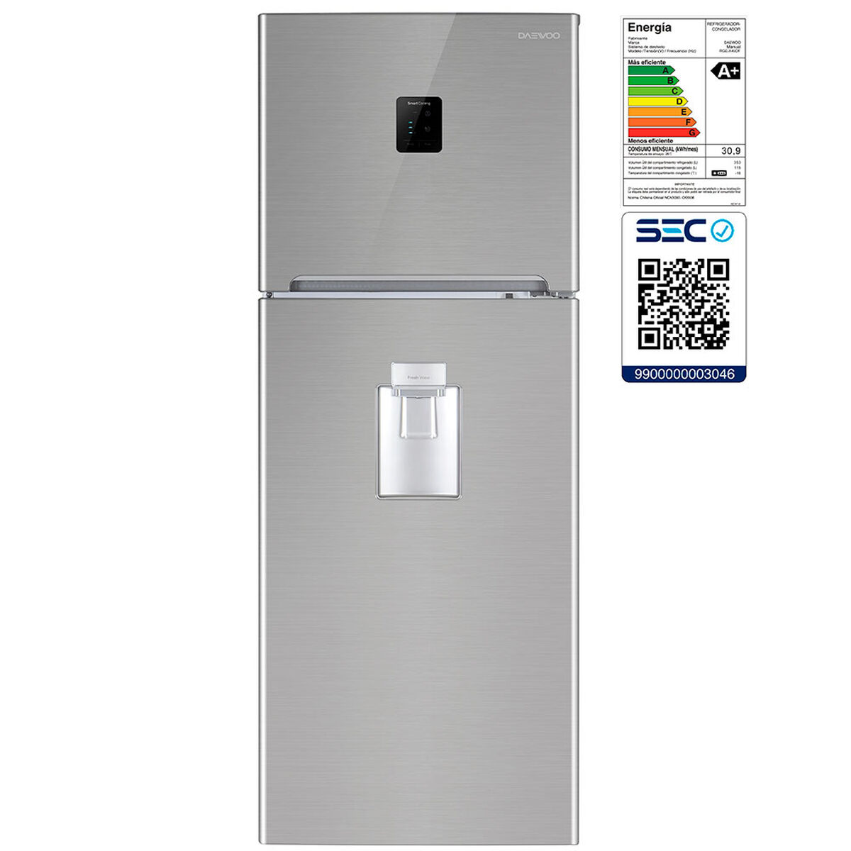 Refrigerador No Frost Daewoo RGE X41DF 390 lt