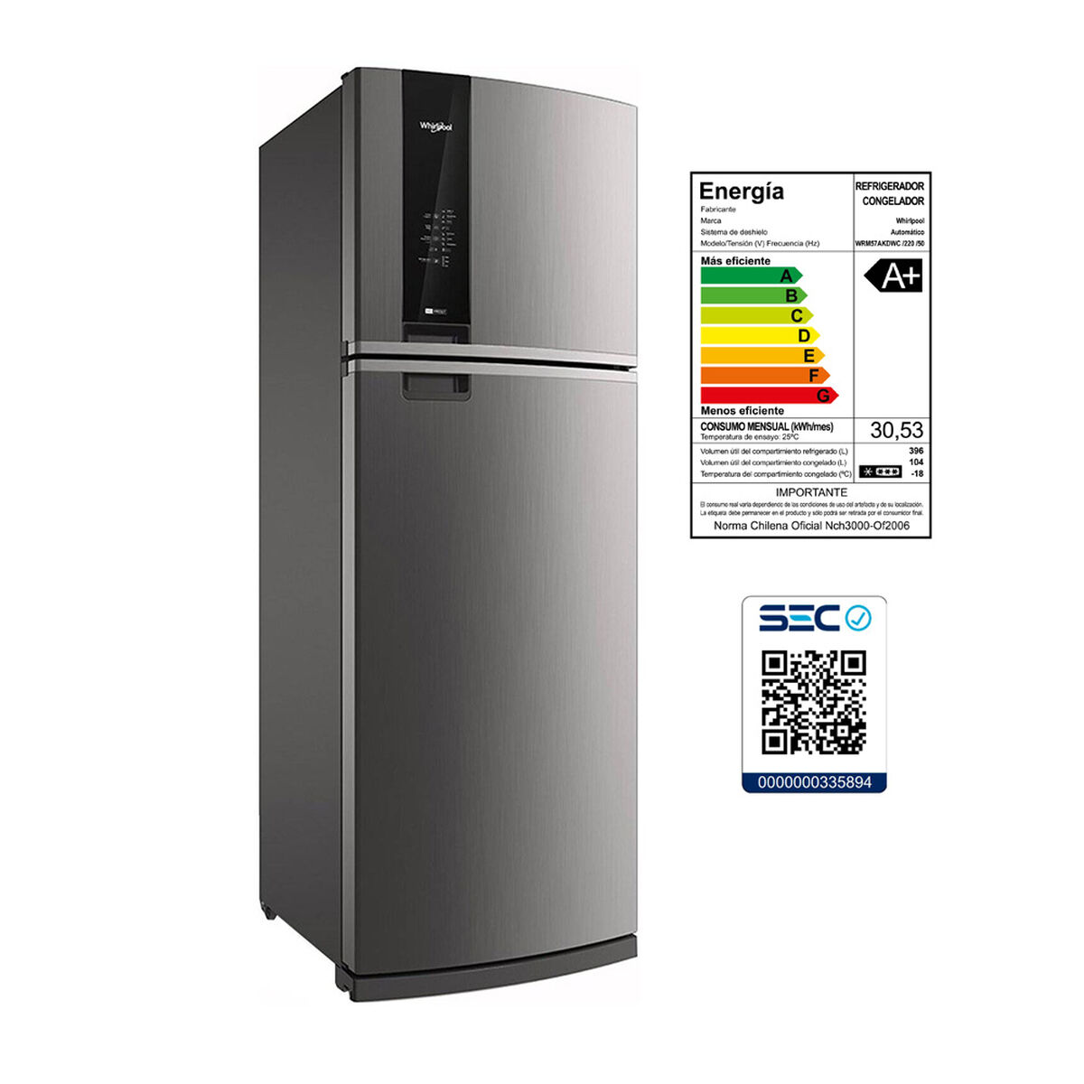 Refrigerador No Frost Whirlpool WRM57K1 500 lts.