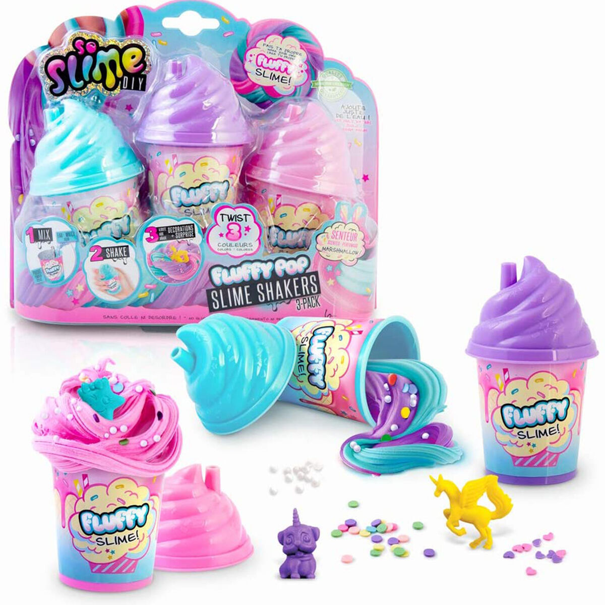 Pack 3 Slime Shaker Fluffy Canal Toys