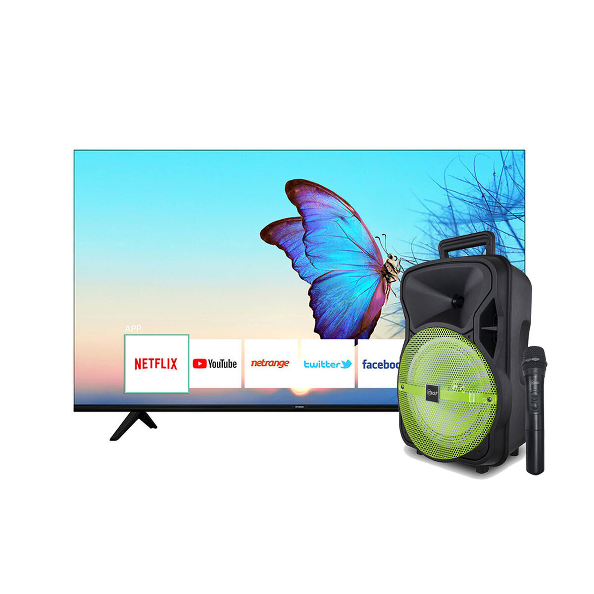 LED 55" Hyundai UDL55MP669LN Smart TV UHD + Minicomponente Mlab CitySong 8" Verde 