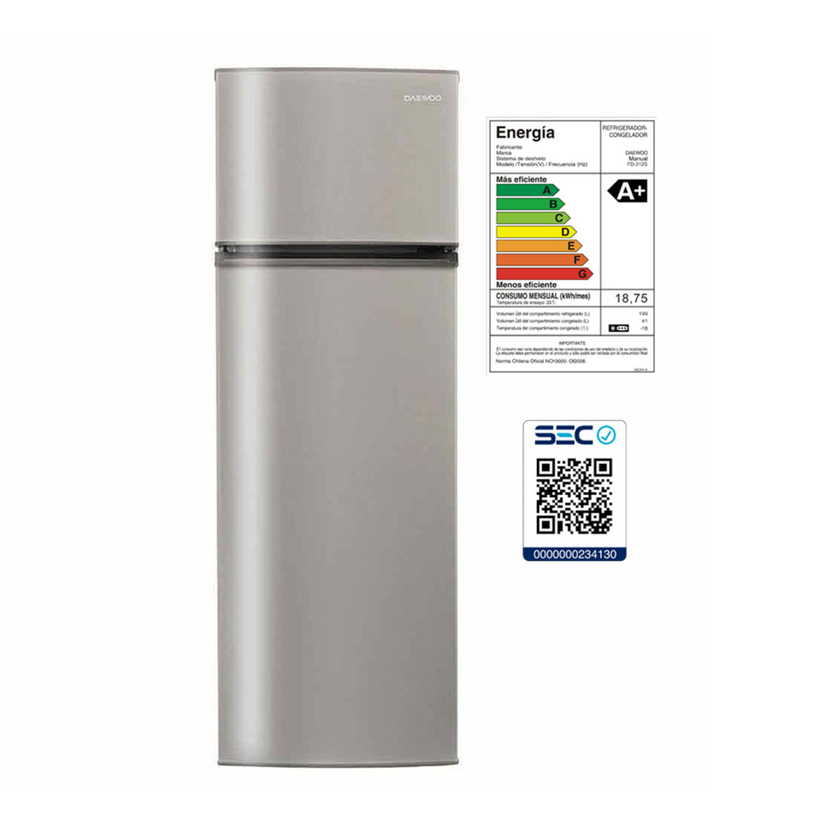 Refrigerador Frío Directo Daewoo FD 312S 240 lt 