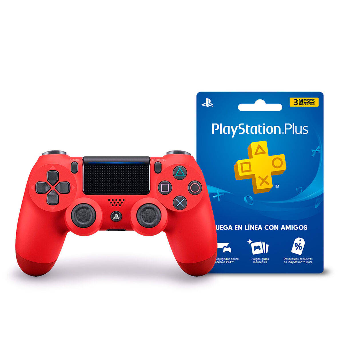 Control PS4 DualShock4 Magma Red + Cupón PS Store Membresía 3 Meses
