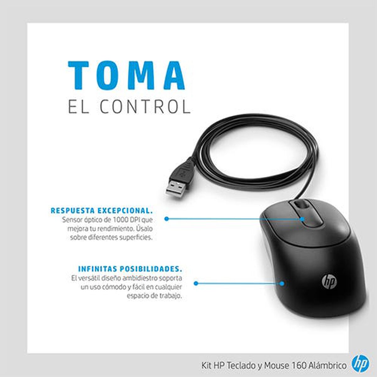 Kit HP Teclado y Mouse 160 Alámbrico