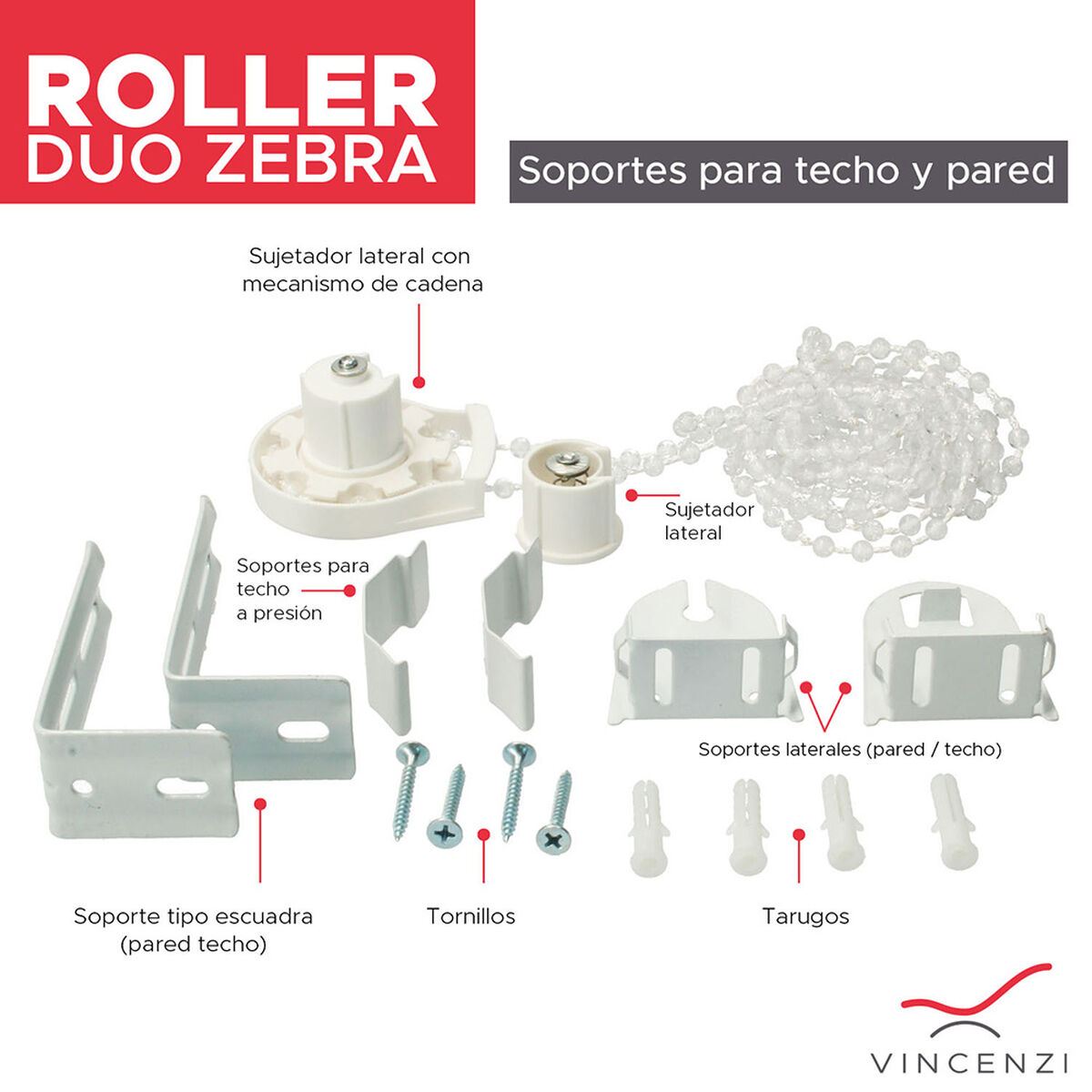 Cortina Roller Duo Vincenzi Gris 120 x 120 cm
