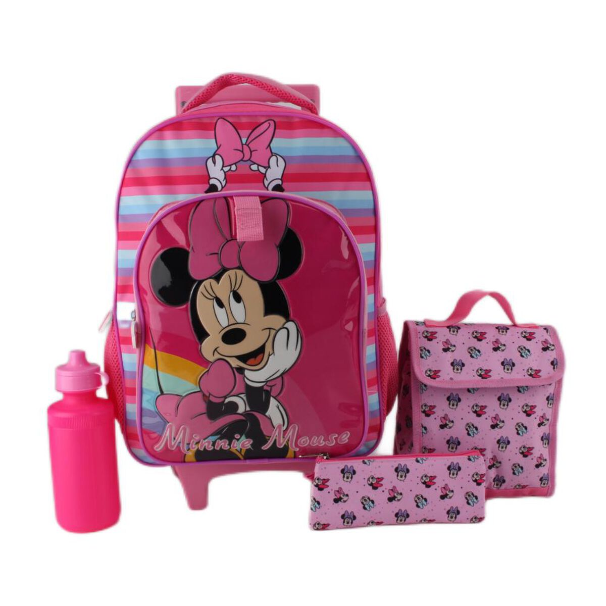Minnie Mouse - Juego de lonchera y botella de agua para niñas, color rosa,  plástico