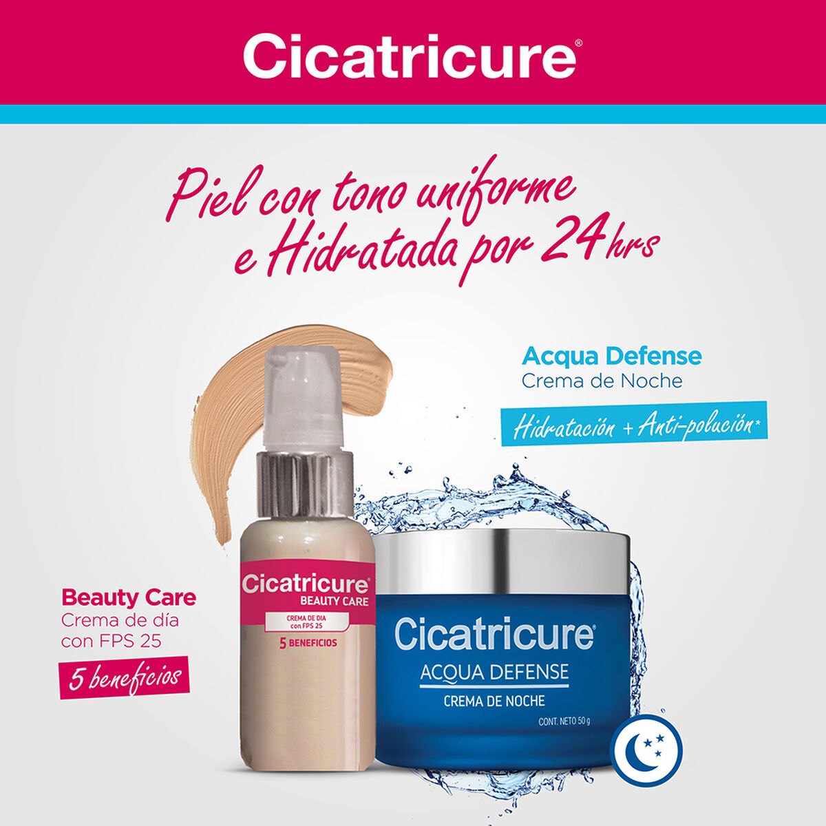 Cicatricure Beauty Care Crema 50 g + Acqua Defense Noche 50 g