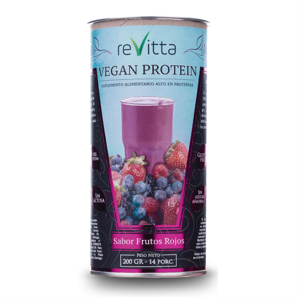 Proteína Vegana (Arveja, Arroz Y Soya) Vegan Protein Frutos Del Bosque 200 Grs. 14 Servicios
