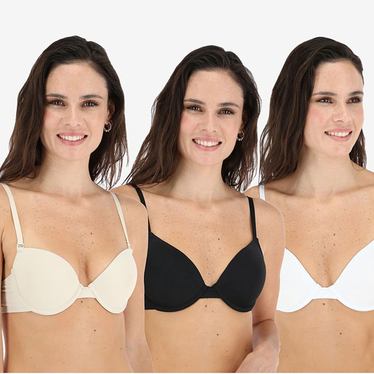 Pack 3 Sostenes Push Up Mujer Flores