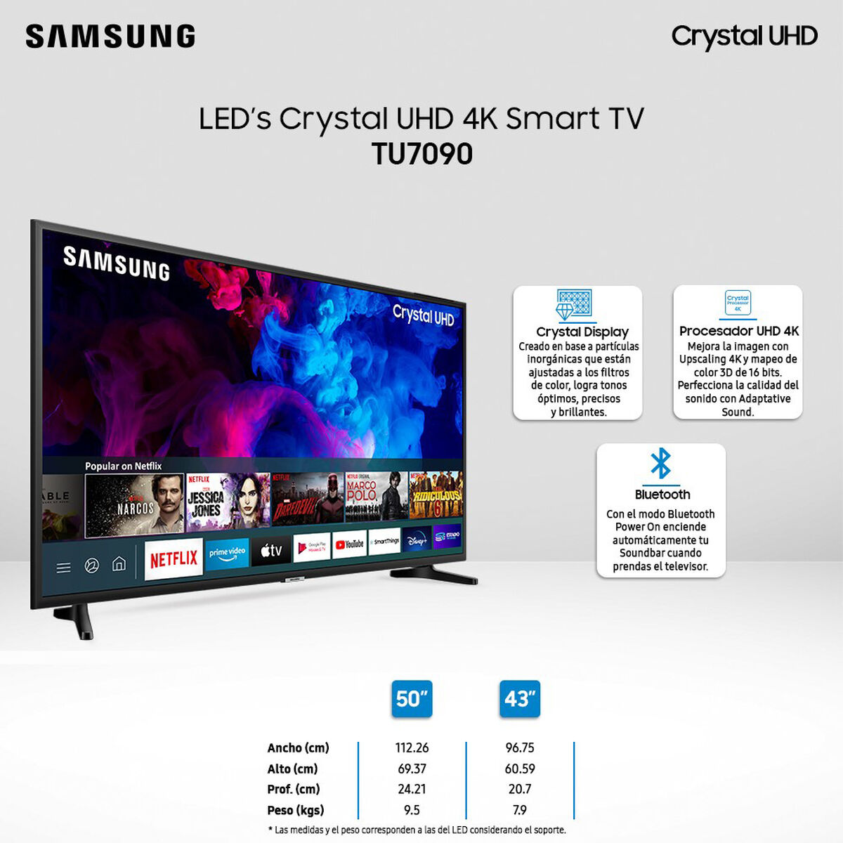 LED 55" Samsung TU7090 Smart TV Crystal 4K UHD