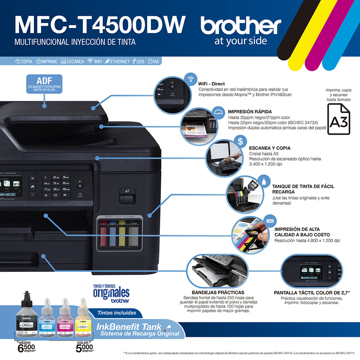 Multifuncional Brother Tinta Continua A3 MFCT4500DW Wi-Fi