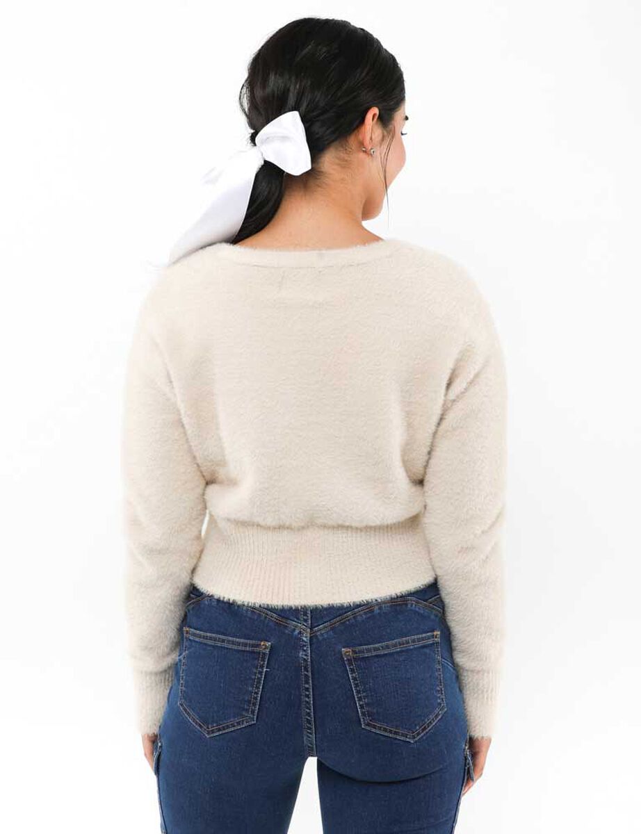Sweater Peludo Botones Mujer Icono