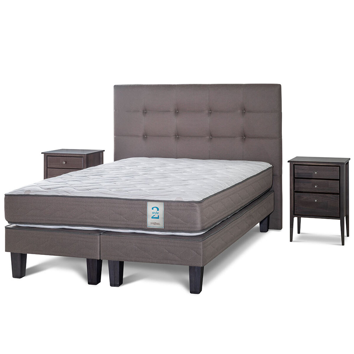 Cama Europea King Div New Style 2 + Set Maderas Issey