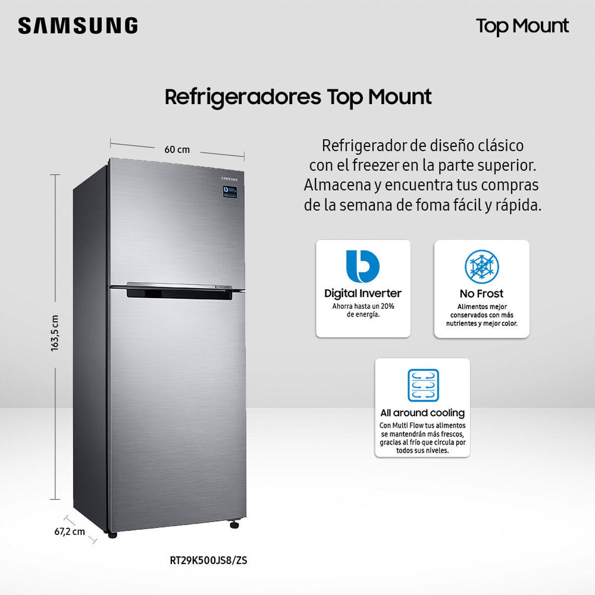 Refrigerador No Frost Samsung RT29K500JS8/ZS 300 lt