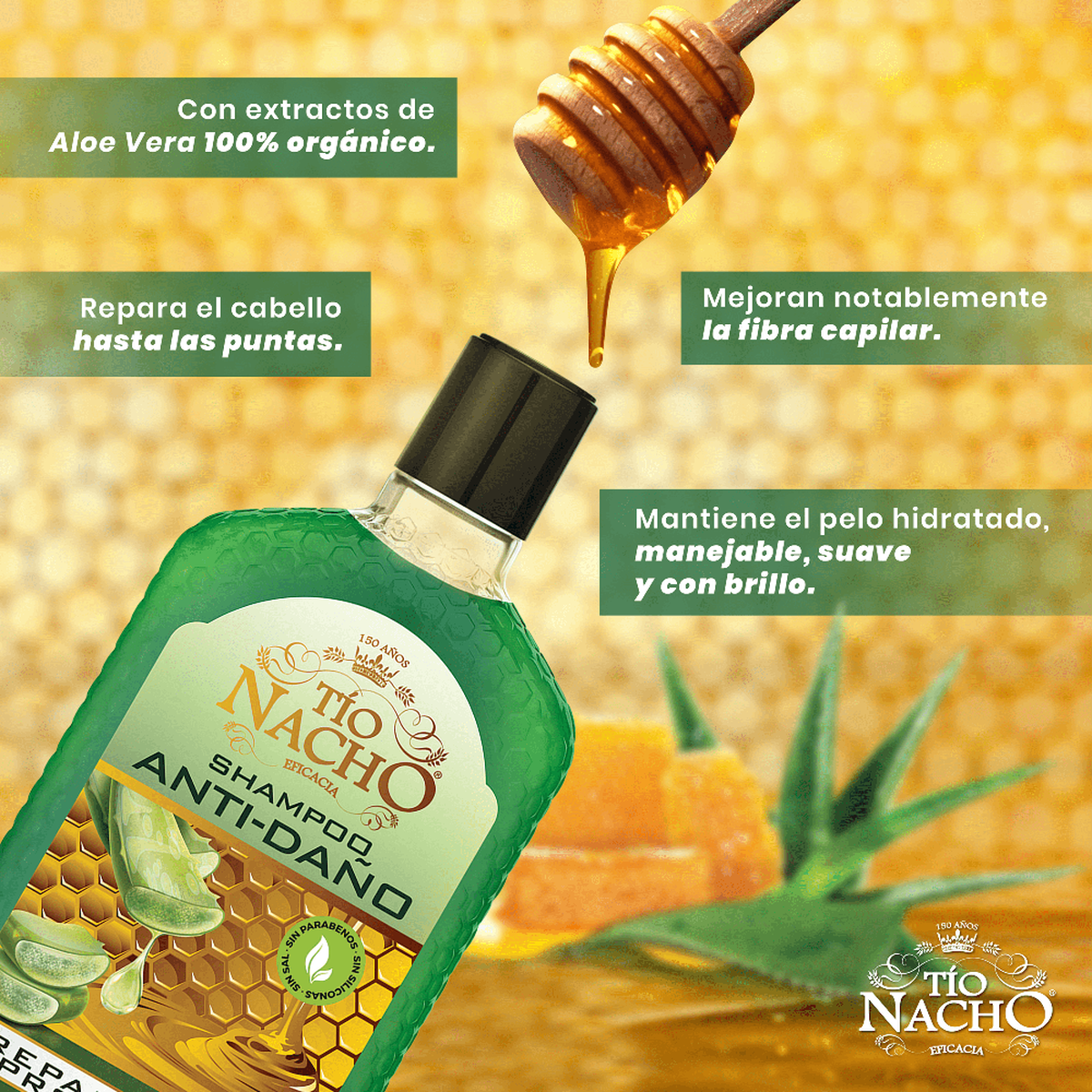 Pack Tío Nacho Aloe Vera Shampoo + Acondicionado + Crema de Peinar