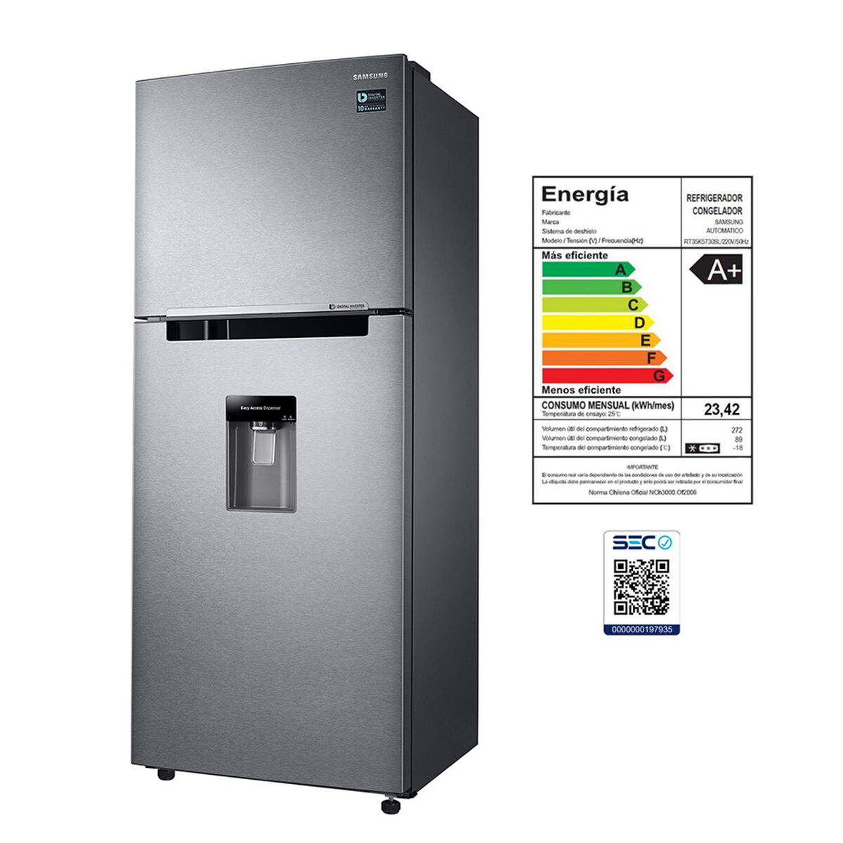 Refrigerador No Frost Samsung RT35K5730SL/ZS 361 lt