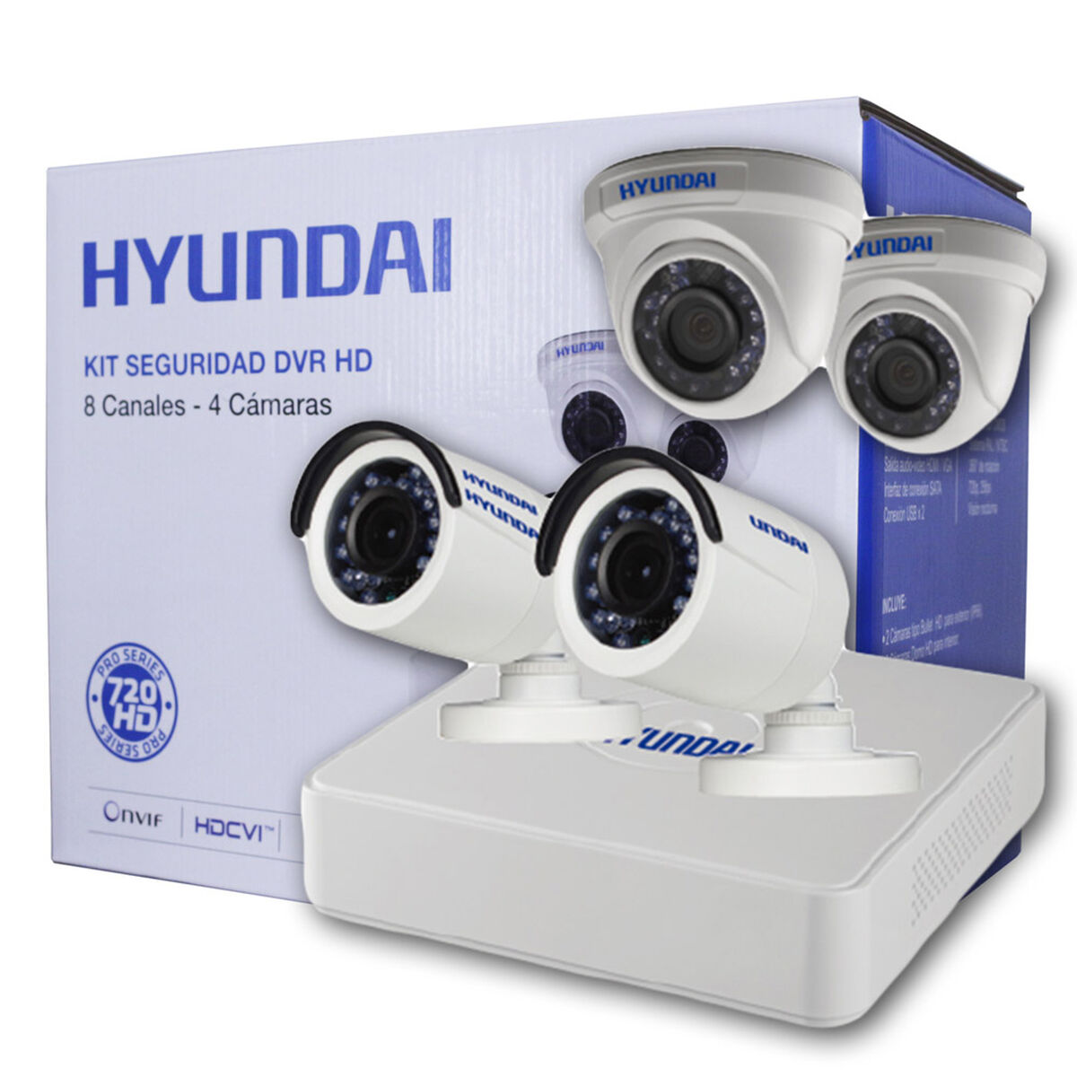 Kit 4 Cámaras de Seguridad Hyundai HY-DVR8CH DVR HD