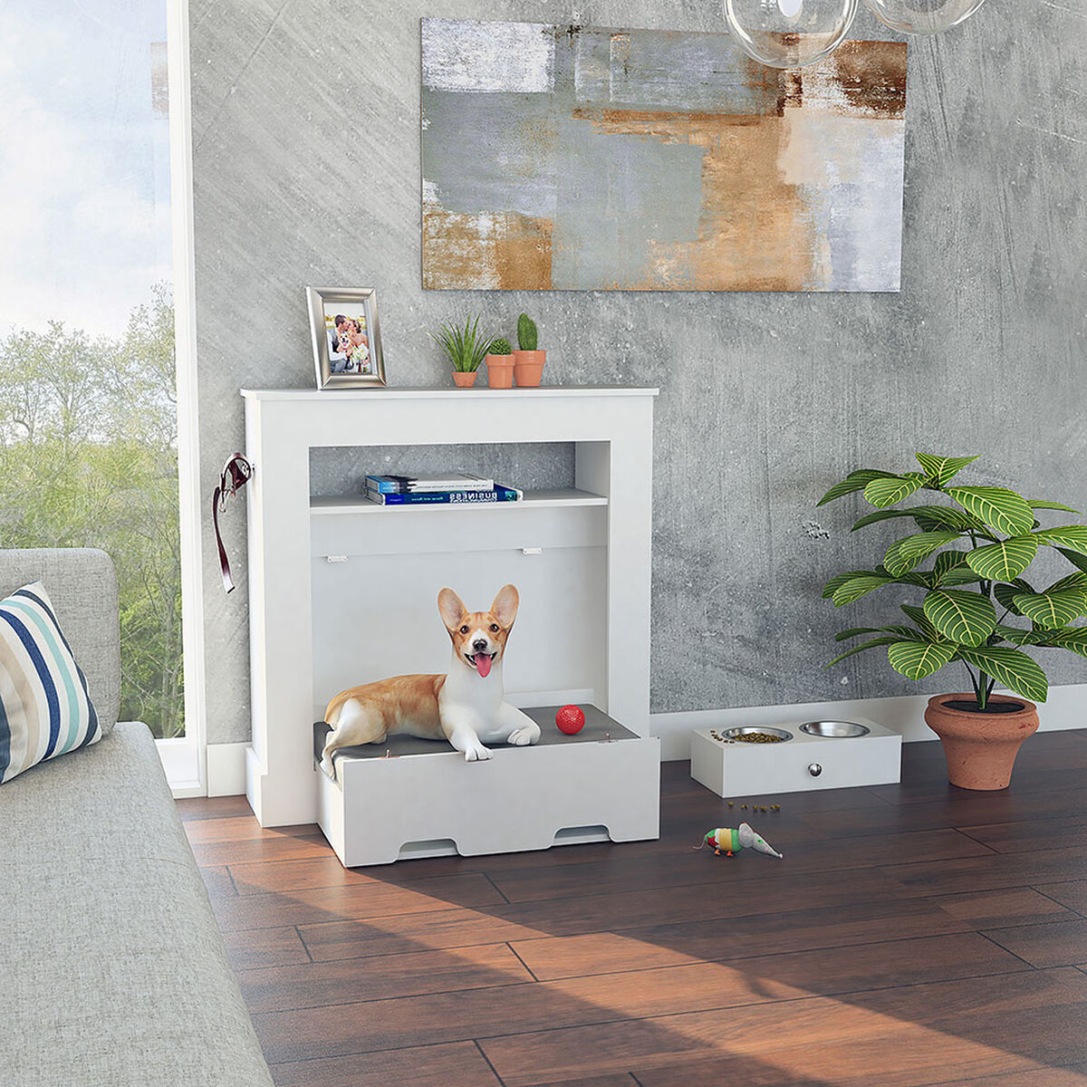 Mueble Cama + Plato para Mascotas Mastiff TuHome 