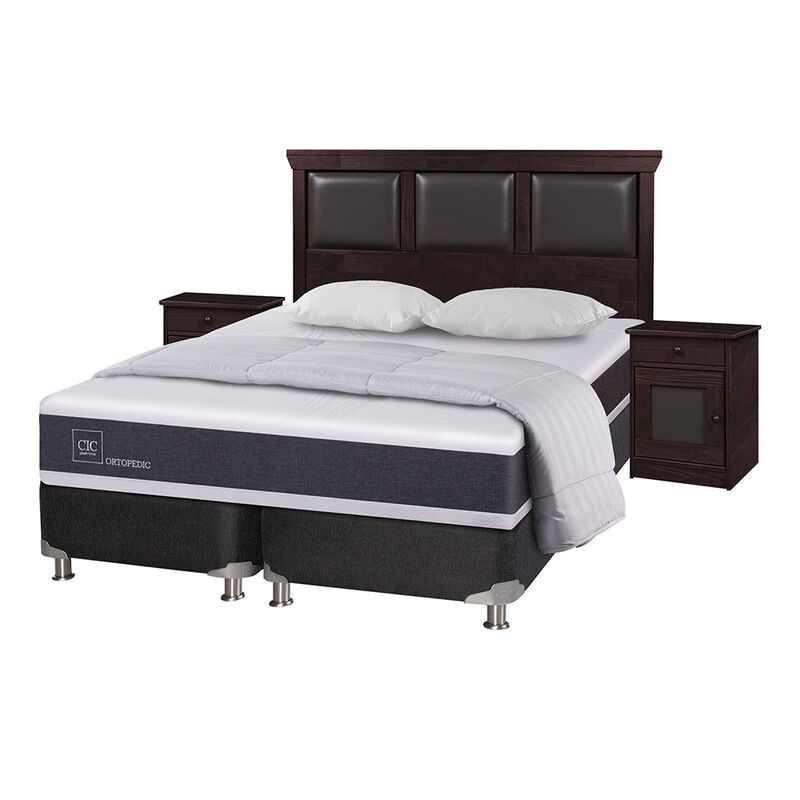 Box Spring Prado Box Spring 2 Plazas Div Ortopedic + Set Maderas Torino + Textil | LaPolar