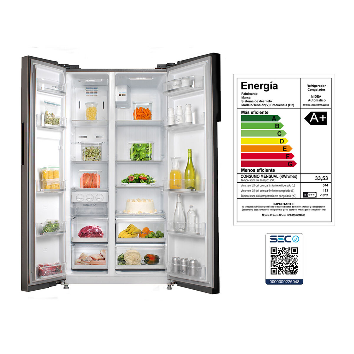 Refrigerador Side By Side Midea MRSBS-5300G689WE 527 lt