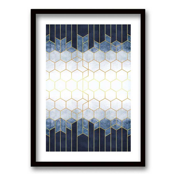 Cuadro Decorativo Retela Hexagonos Azul 50 x 35 cm