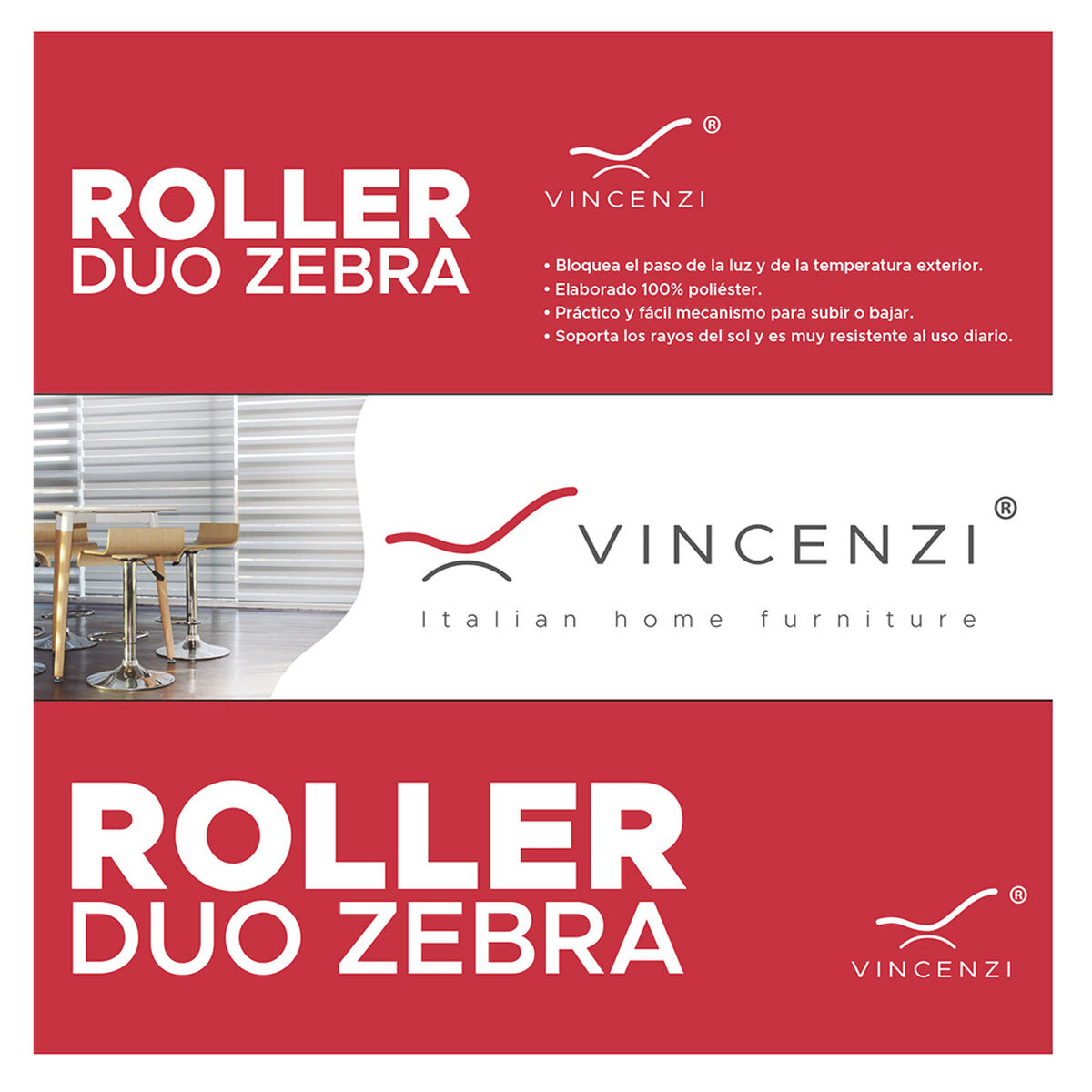 Cortina Roller Duo Vincenzi Blanco 180 x 240 cm