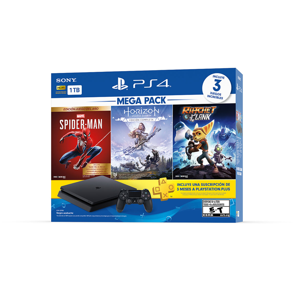 Bundle Megapack 15 Sony PS4 1TB + Control  DualShock + Marvel Spider-Man + Horizon Zero Dawn + Ratchet & Clank