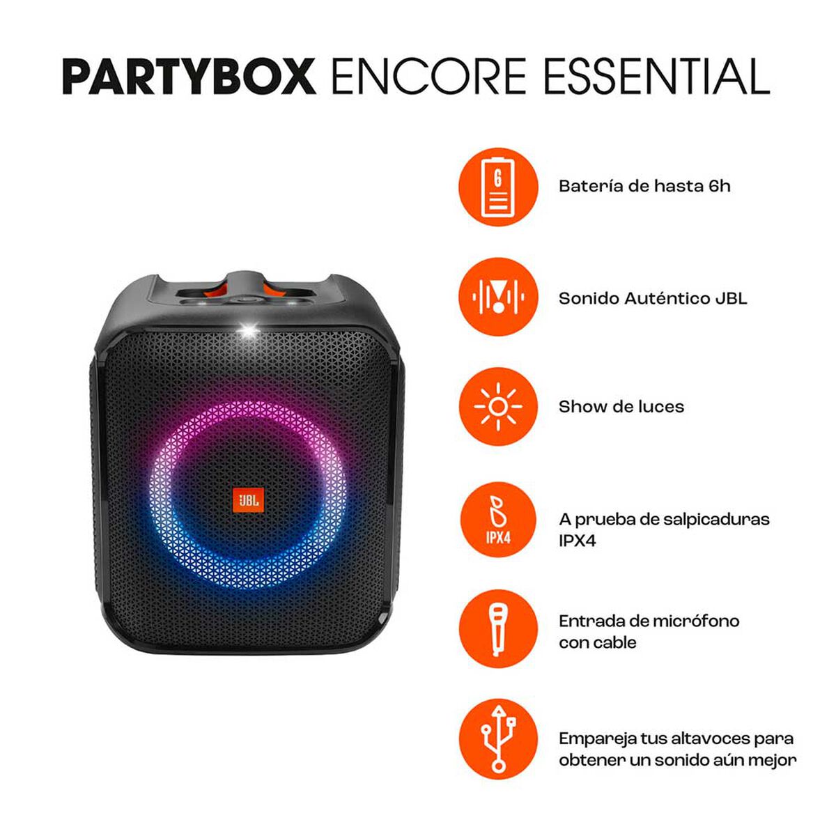Minicomponente JBL PartyBox Encore Essential Karaoke