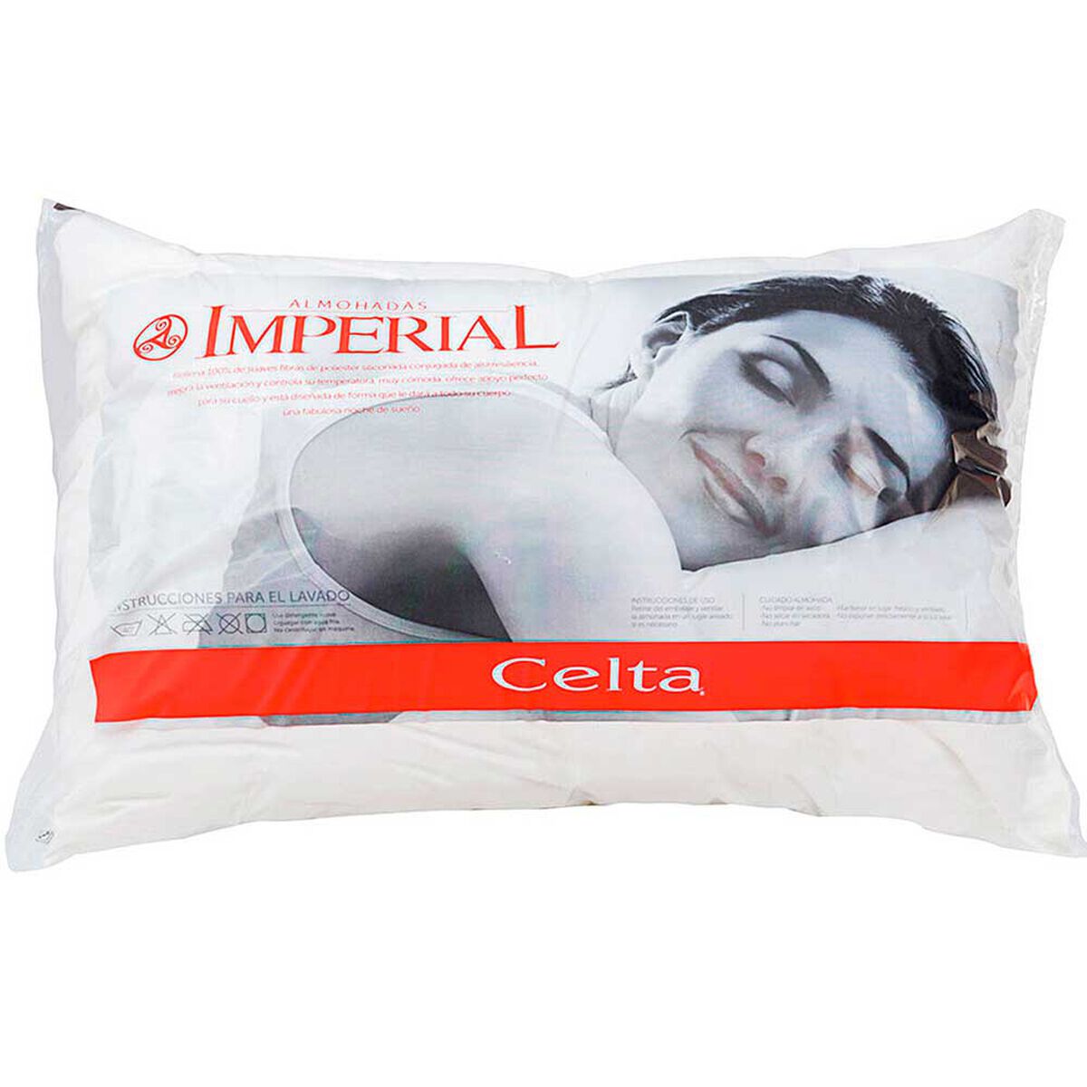 Combo Cama Europea CIC 2 Plazas New Titán + Set Maderas Nogal + Pack 2 Almohadas Imperial Soft