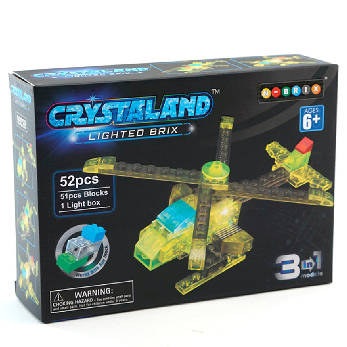 Set Bloques Crystaland Lighted Brix Helicóptero