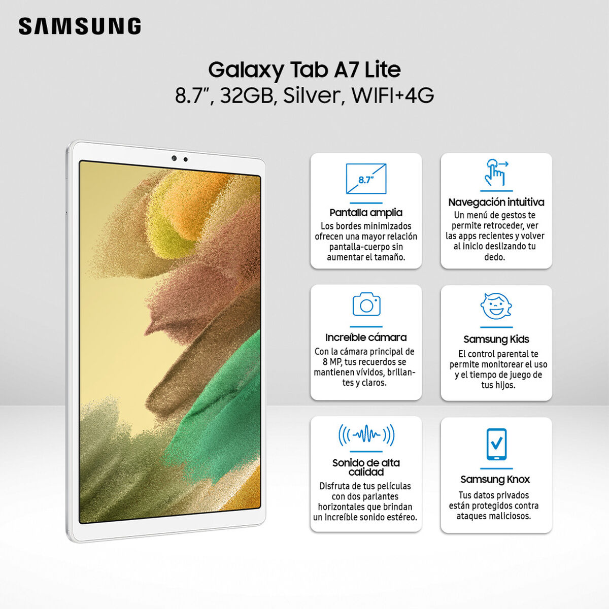 Misterio ponerse en cuclillas como resultado Tablet Samsung SM-T225 4G LTE Galaxy Tab A7 Lite Octa Core 3GB 32GB 8,7"  Plateado | Compra en laPolar.cl