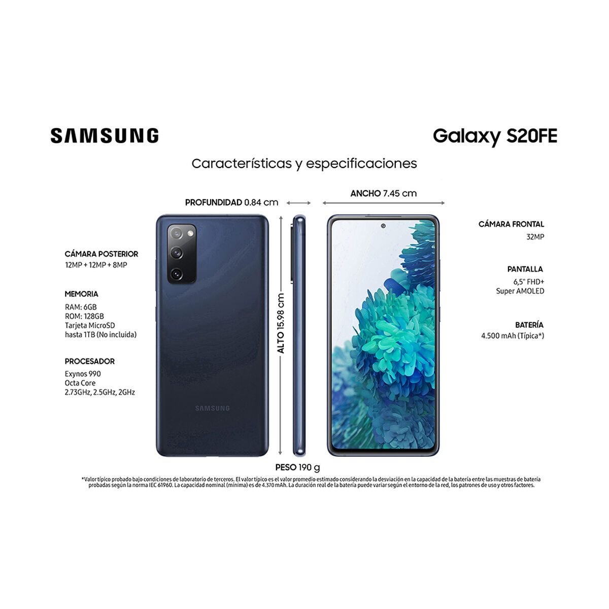 Celular Samsung Galaxy S20 FE 128GB 6,5" Cloud Navy Liberado