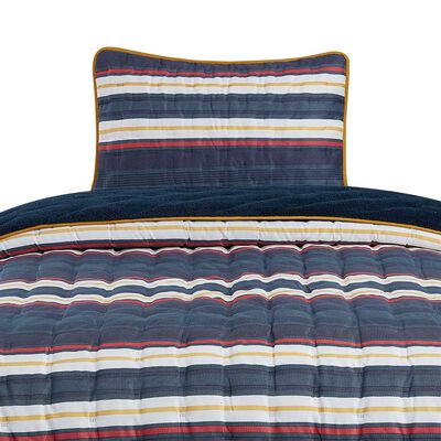 Quilt Stripes Sherpa Casa Linda 1,5 Plazas Azul