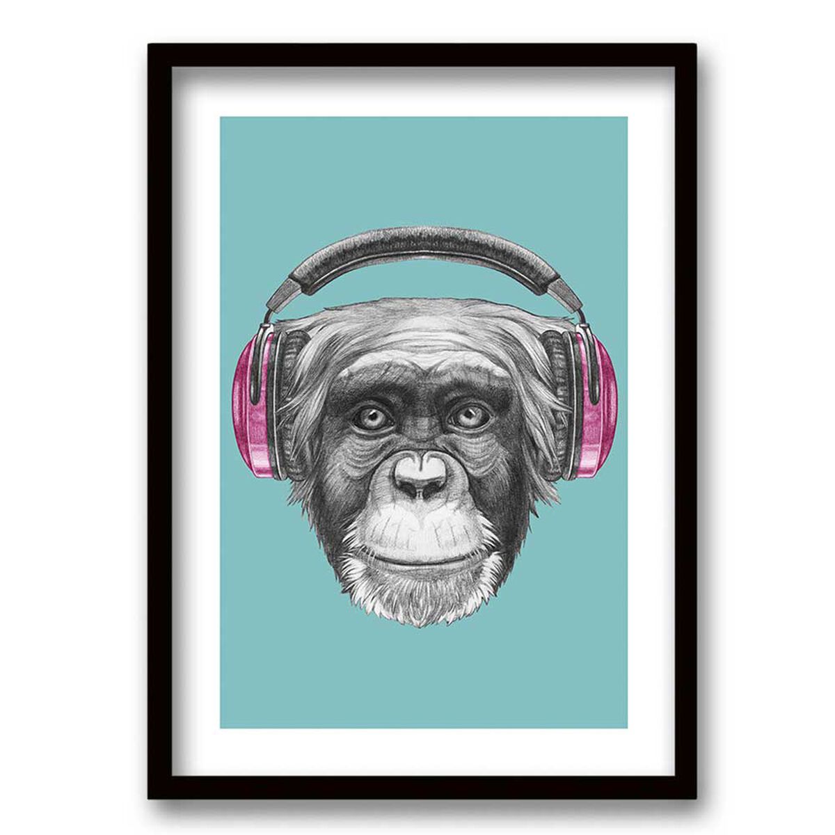 Cuadro Decorativo Retela Monkey Headphones 40 x 30 cm